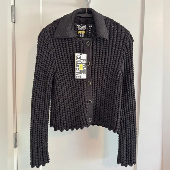 NWT | Future Collective x Jeneé Naylor | Braided Button-Front Collared Cardigan - Picture 8 of 15
